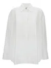 Golden Goose Oversized White Cotton Shirt With Pleated Bib And Jewel Buttons In White
