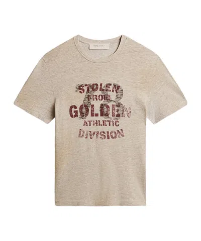 Golden Goose Print T-shirt In Nude