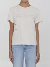 Golden Goose Women's Aged White Cotton T-shirt With Print And Embroidery In Multi