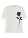 Golden Goose Oversized T-shirt With Black Rose Graphic And Metallic Stars In White