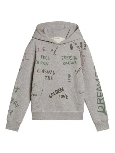 Golden Goose Printed Fleece Hoodie In Gray