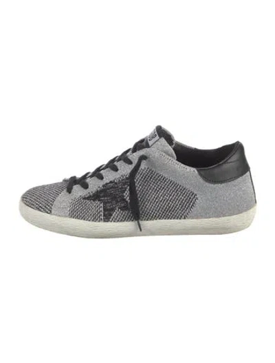 Pre-owned Golden Goose Printed Glitter Accents Sneakers In Silver