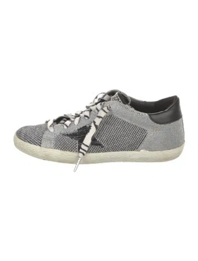 Pre-owned Golden Goose Printed Glitter Accents Sneakers In Silver