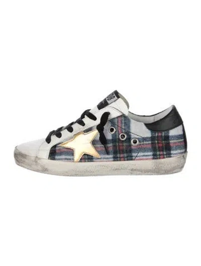 Pre-owned Golden Goose Printed Leather Trim Embellishment Sneakers In White
