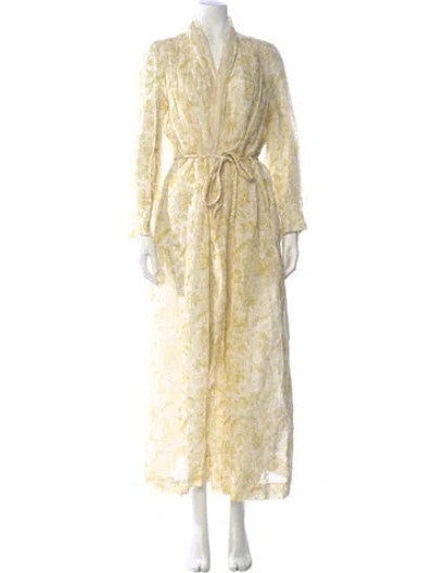 Pre-owned Golden Goose Printed Long Dress In Yellow