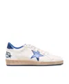 Golden Goose Ball Star Sneakers In White Nappa Leather With Light Blue Laminated Leather Star And Heel Tab In White
