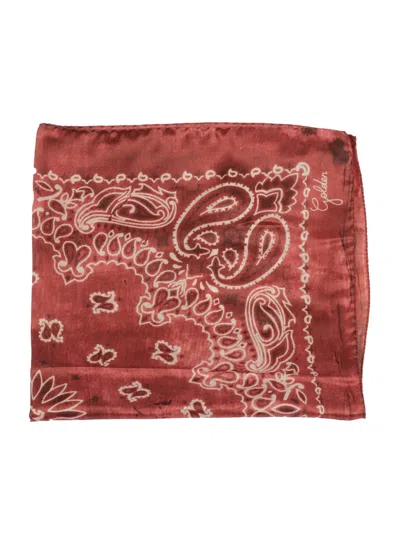 Golden Goose Printed Silk Foulard In Brown