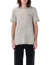 Golden Goose Grey T-shirt With Print On The Front And Maxi Print On The Back In Grey Melange