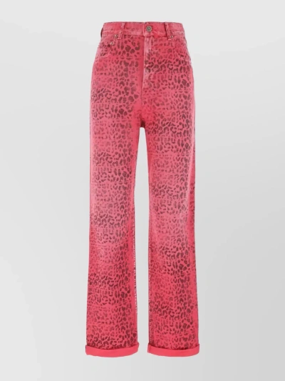 Golden Goose Leopard-print High-waisted Jeans In Rosa