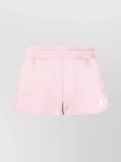 GOLDEN GOOSE PRINTED WAISTBAND SHORTS WITH CURVED HEM