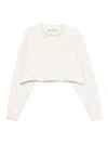 Golden Goose "journey W`s" Cropped Crew Neck Sweatshirt Overprinted Cotton Fleece Vintage Treatment In White