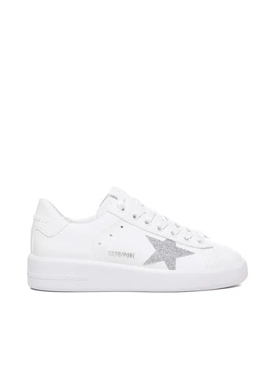 Golden Goose Pure Star Leather Low-top Sneakers In Whitesilver