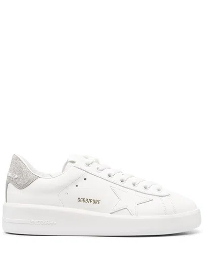 Golden Goose Pure Star Leather Sneakers In Silver