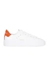 Golden Goose Womens Purestar With White Leather Star And Orange Heel Tab In White