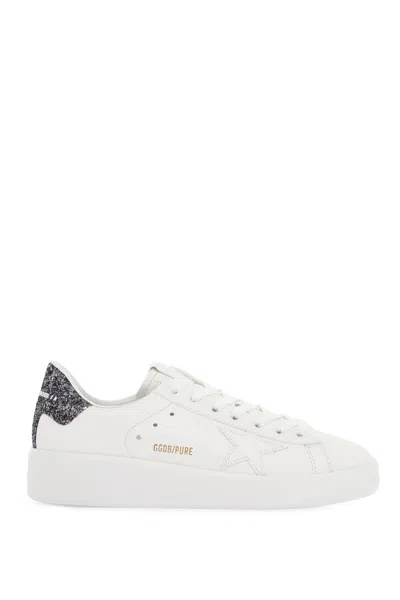 Golden Goose Purestar Glittered Lace-up Sneakers In White