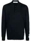 Golden Goose Wool Knit Polo Embroidered Detail In Black