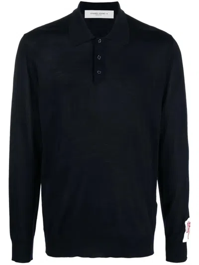 Golden Goose Pure Wool Polo Shirt In Black