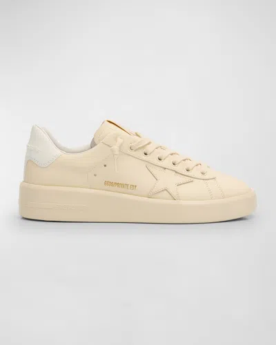 Golden Goose Purestar Bicolor Leather Low-top Sneakers In Cream