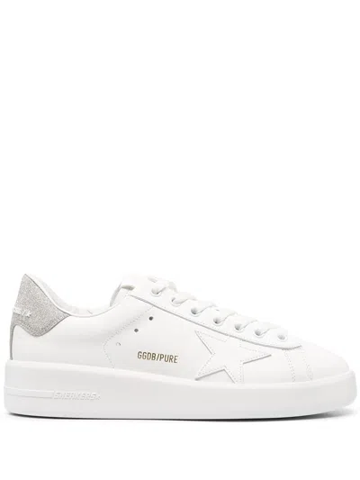 Golden Goose Purestar Leather Sneakers For Women In Silver