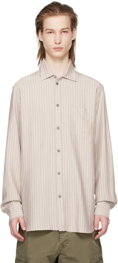 Golden Goose Purple & Gray Stripe Shirt In 60478 Moonbeam/ Purp