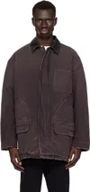 Golden Goose Purple Leather Collar Distressed Jacket In 45266 Nightshade
