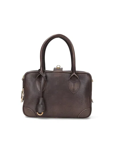 Golden Goose Rectangular Brown Leather Handbag With Gold-tone Hardware