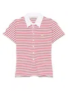 Golden Goose Natalia Slim Fit Striped Cotton Polo Shirt In Red