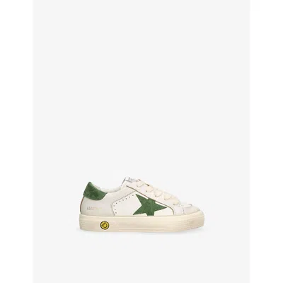 GOLDEN GOOSE KIDS' MAY LEATHER LOW-TOP TRAINE