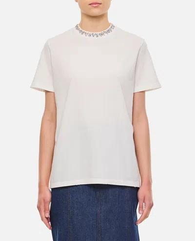 Golden Goose Regular Distressed Cotton T-shirt With Embroidery In White