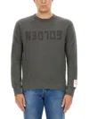 Golden Goose Golden M S Regular Sweatshirt Distressed Cotton Jersey With Logo Clothing In Green
