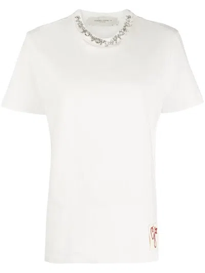 Golden Goose Crystal Crew Neck T-shirt In White