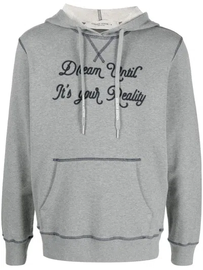 Golden Goose Hoodie Logo Embroidered Kangaroo Pocket In Grey