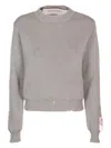 Golden Goose Golden Ws Regular Knit Crew Neck Distressed Cotto In Gray