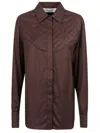 Golden Goose Regular Shirt With Cut Piping And Quilting Details In Brown