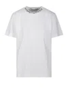 Golden Goose White Crewneck T-shirt With Rhinestone Embellishments On The Collar And Logo Detail On The Rear