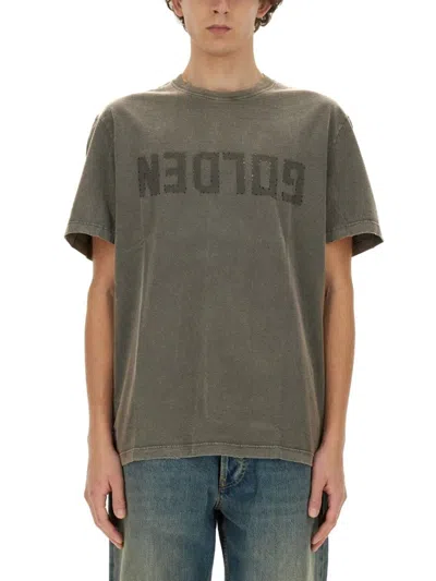 Golden Goose Relaxed-fit Cotton T-shirt With Bold Logo In Green