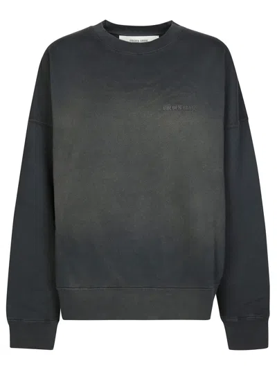 Golden Goose Relaxed-fit Cropped Sweatshirt With Tonal Embroidery In Black