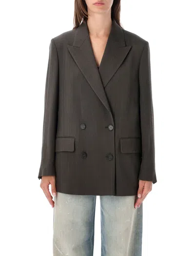 Golden Goose Relaxed Fit Double-breasted Blazer With Star Details In Gray