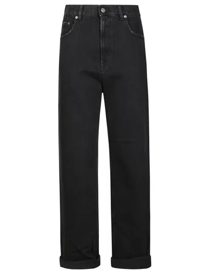 GOLDEN GOOSE RELAXED-FIT WASHED DENIM PANTS WITH ROLLED CUFFS