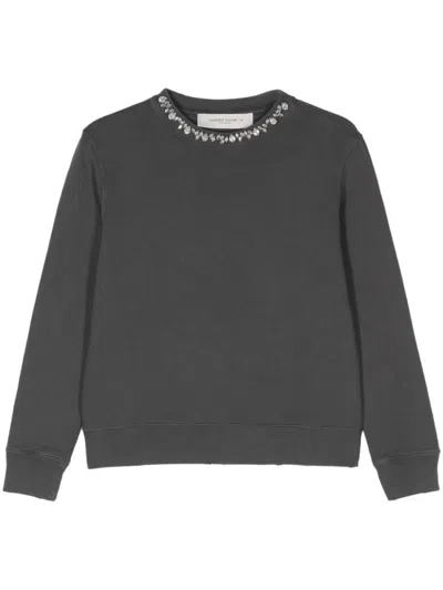 Golden Goose Relaxed Grey Sweater With Embellished Neckline In Gray