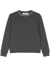 Golden Goose Relaxed Grey Sweater With Embellished Neckline In Gray