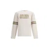Golden Goose Ivory Cotton Sweatshirt With Contrasting Logo In Gray