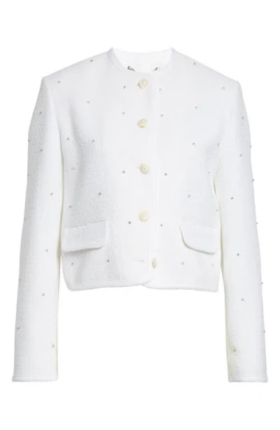 Golden Goose Rhinestone Boxy Bouclé Jacket In White