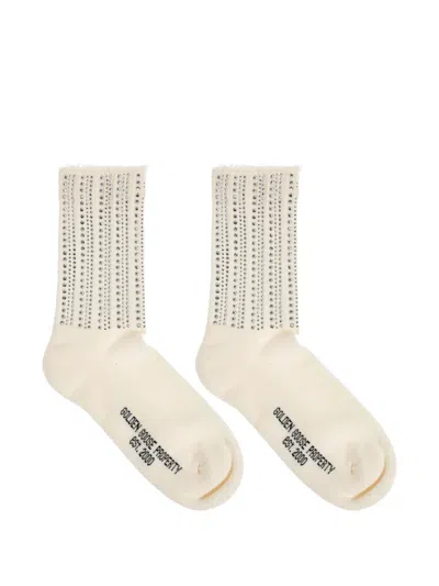 Golden Goose Rhinestone-embellished Frayed Socks In Brown