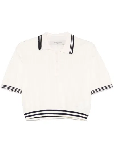 Golden Goose Rhinestone-embellished Polo Top In Neutrals