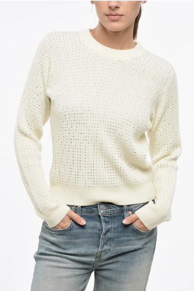 Golden Goose Rhinestone Virgin Wool Dani Crew-neck Sweater Grösse S In Neutral