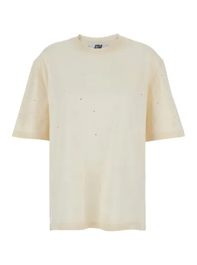 Golden Goose Rhinestone-embellished Cotton T-shirt In White