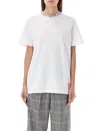Golden Goose White Crewneck T-shirt With Rhinestone Embellishments On The Collar And Logo Detail On The Rear In C