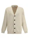 Golden Goose Sand Ribbed Texture Cardigan With Front Pockets In Neutral