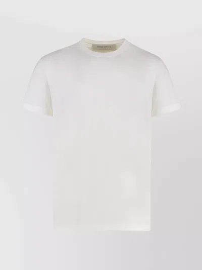 GOLDEN GOOSE RIBBED CREW-NECK COTTON T-SHIRT WITH SHORT SLEEVES